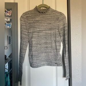 Hollister Gray Slim Tee Ruffle Turtleneck Top